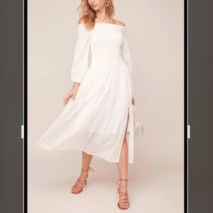 ASTR UTOPIA OFF SHOULDER MIDI Grecian DRESS